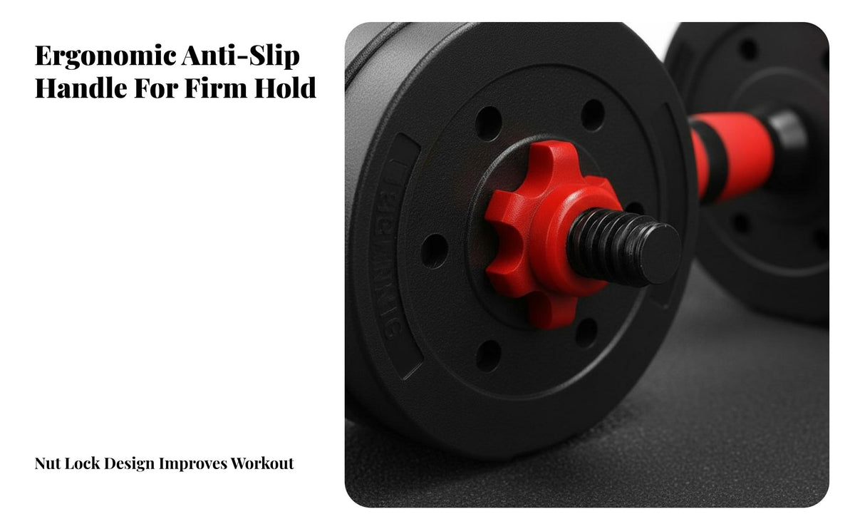 Secure Spinlock Collars Adjustable Dumbbell Set Ergonomic Foam Connector Dumbbell Barbell Combination Non-Slip Grip Convertible Unrestricted Weights Space Saving for Men, Beginners, Home Gym