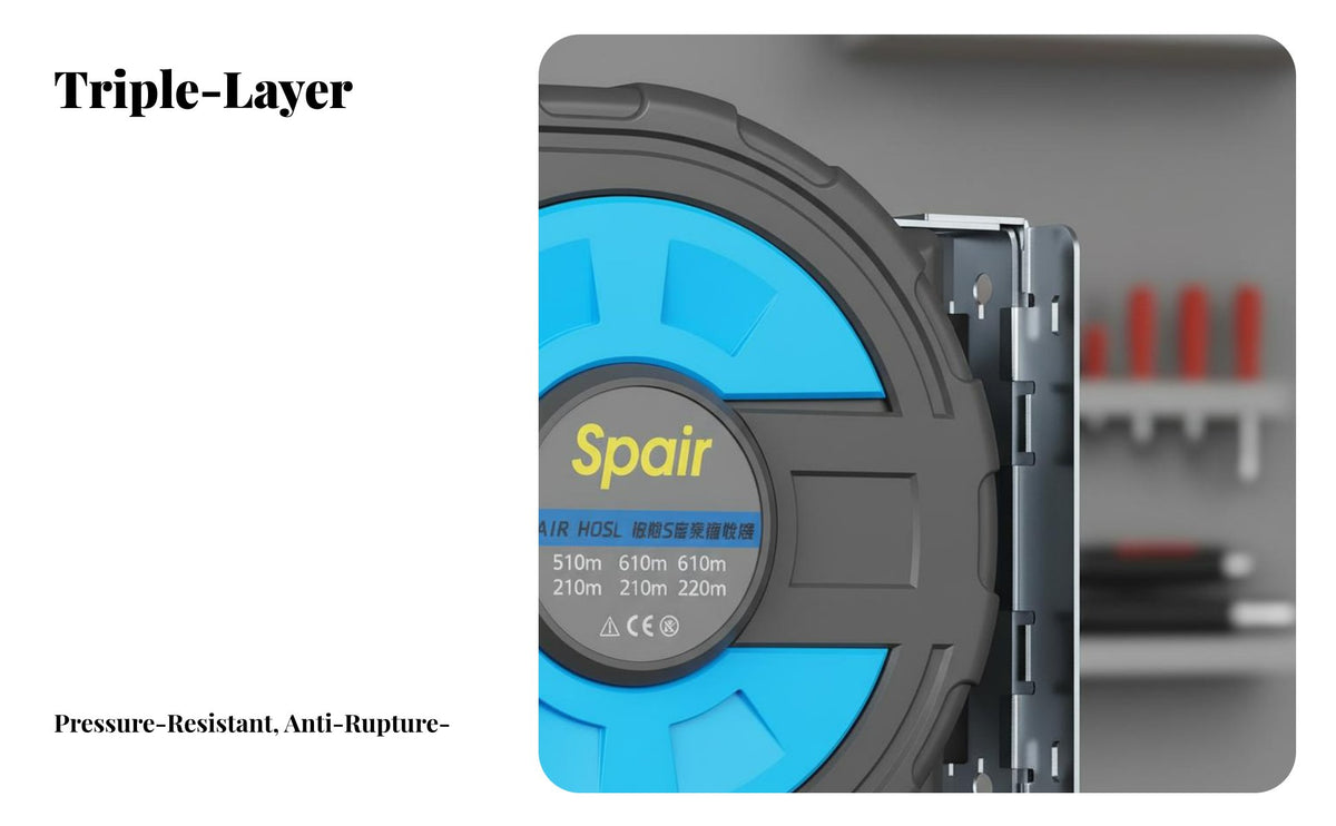 180° Swivel Mount Automatic Retractable Hose Reel Tangle-Clear of Auto Rewind Air Hose Reel Lock-Anywhere Mechanism Garage Equipment Kink Resistant for Workshop Professionals, DIY Enthusiasts, Factory Workers, Home Studio