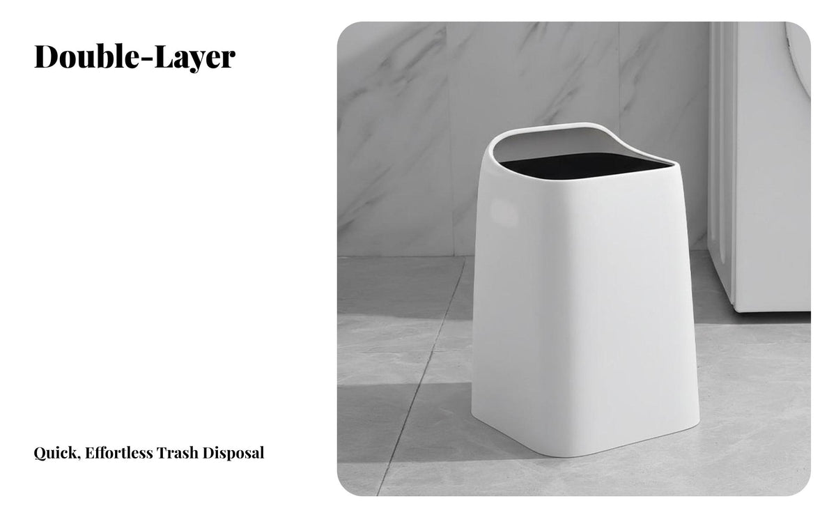 Lidless Garbage Can Large Capacity Minimalist Trash Can Double Tier Trash Bin Easy to Clean Minimalist Office Wastebasket