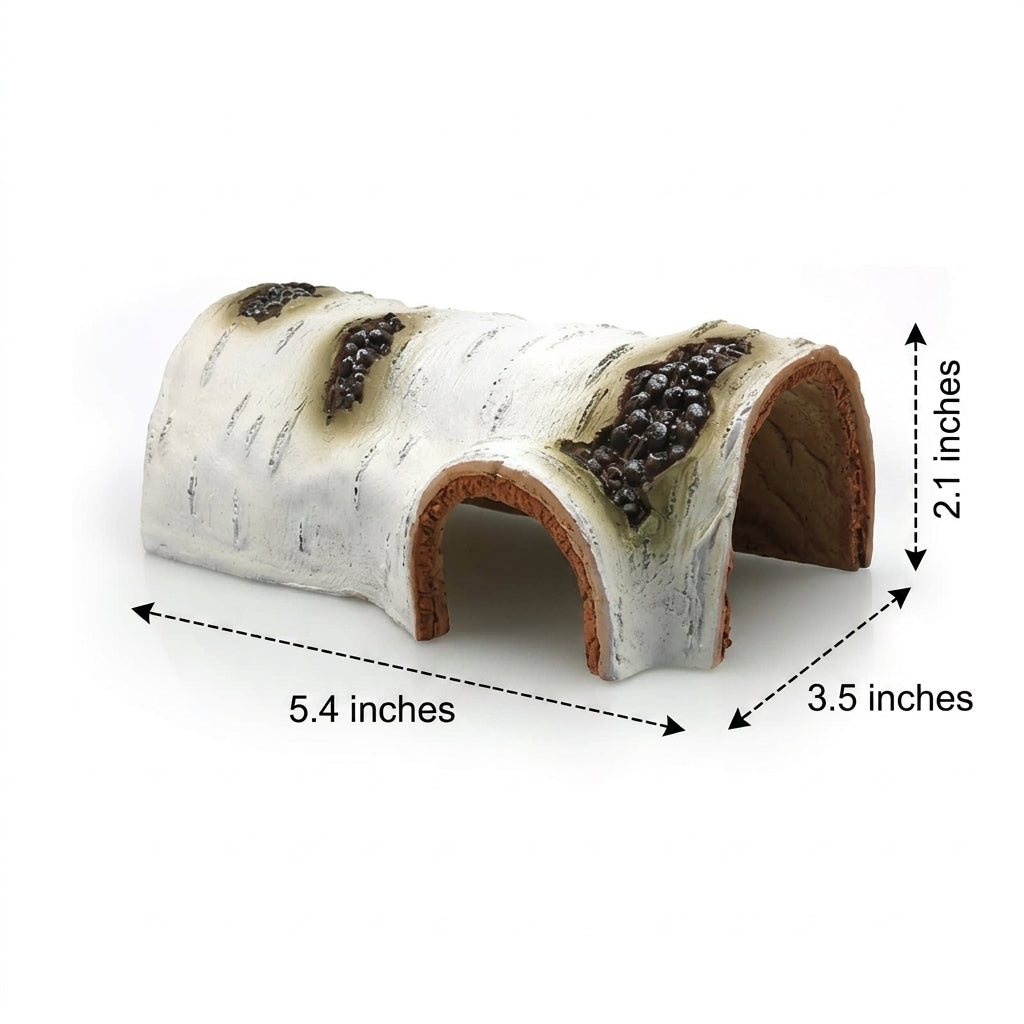Reptile Hideout and Climbing Toys, 13*20cm Reptile Hideout, Resin Bark Reptile Hide and Snake Accessories for Vivarium, Realistic Log Decor
