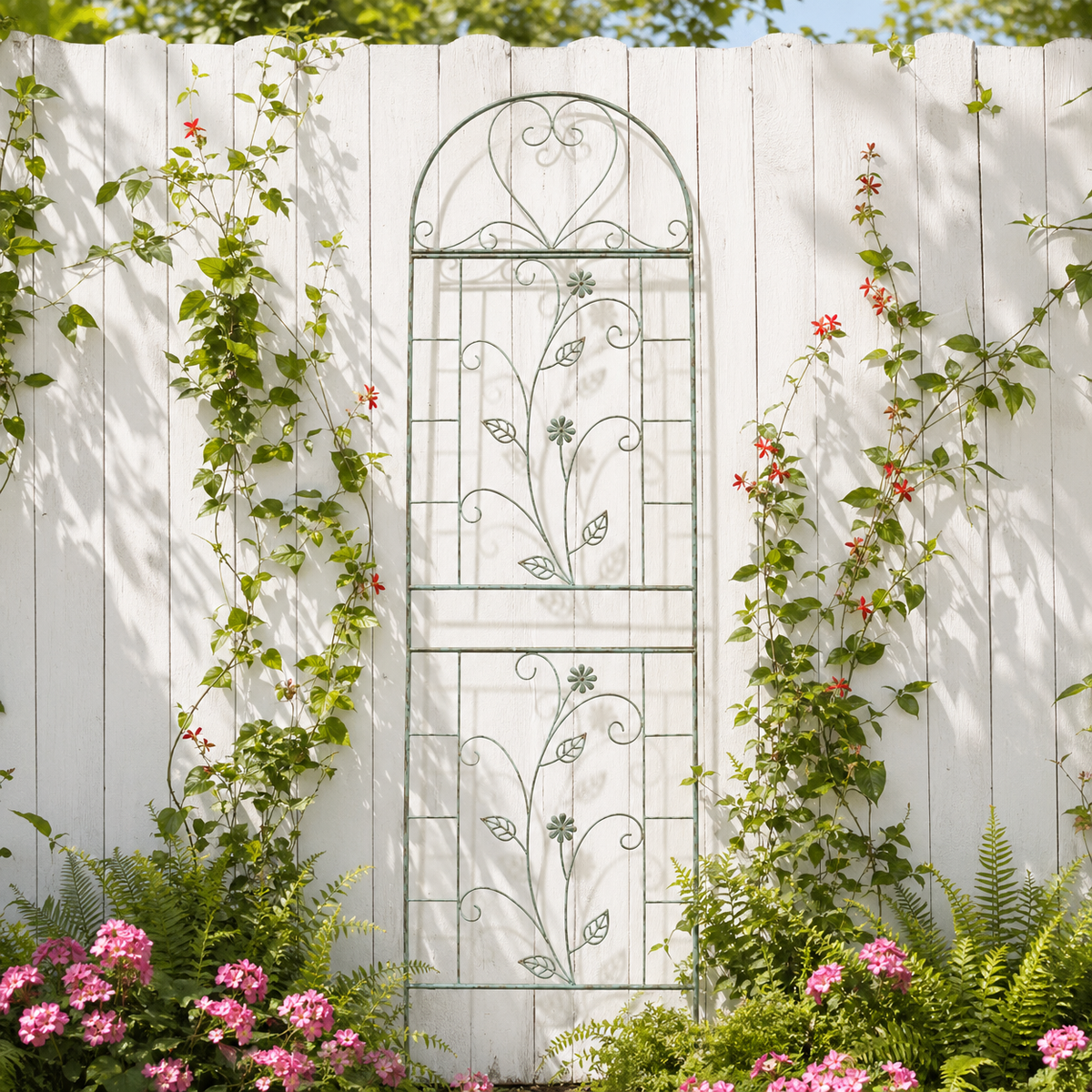 Iron Garden Trellis 60cm, Plant Support for Climbing Plants, Trellis for Roses, Vines & Cottage Gardens
