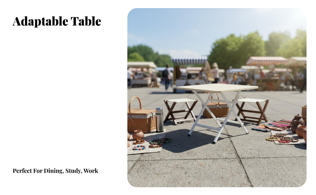 Foldable Portable Square Utility Table Space-Saving Square Folding Card Table Multi-Purpose Household Furniture Lightweight for Students, Homeowners, Dorm Room, Small Areas, Apartment, Home Office