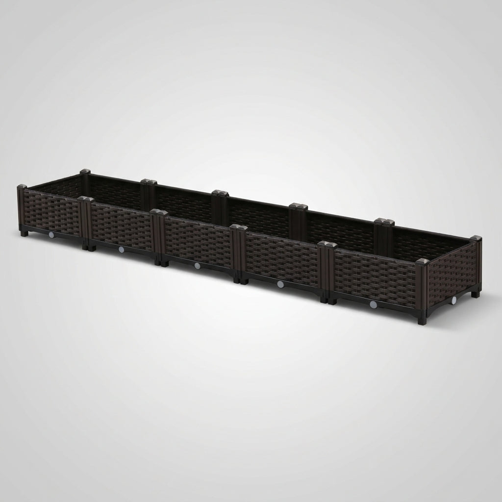 Outdoor Planters for Plants and Flower Boxes, Trough Planter with Window Box Style, Wicker Texture Vegetable Planter, Indoor Floor Stand