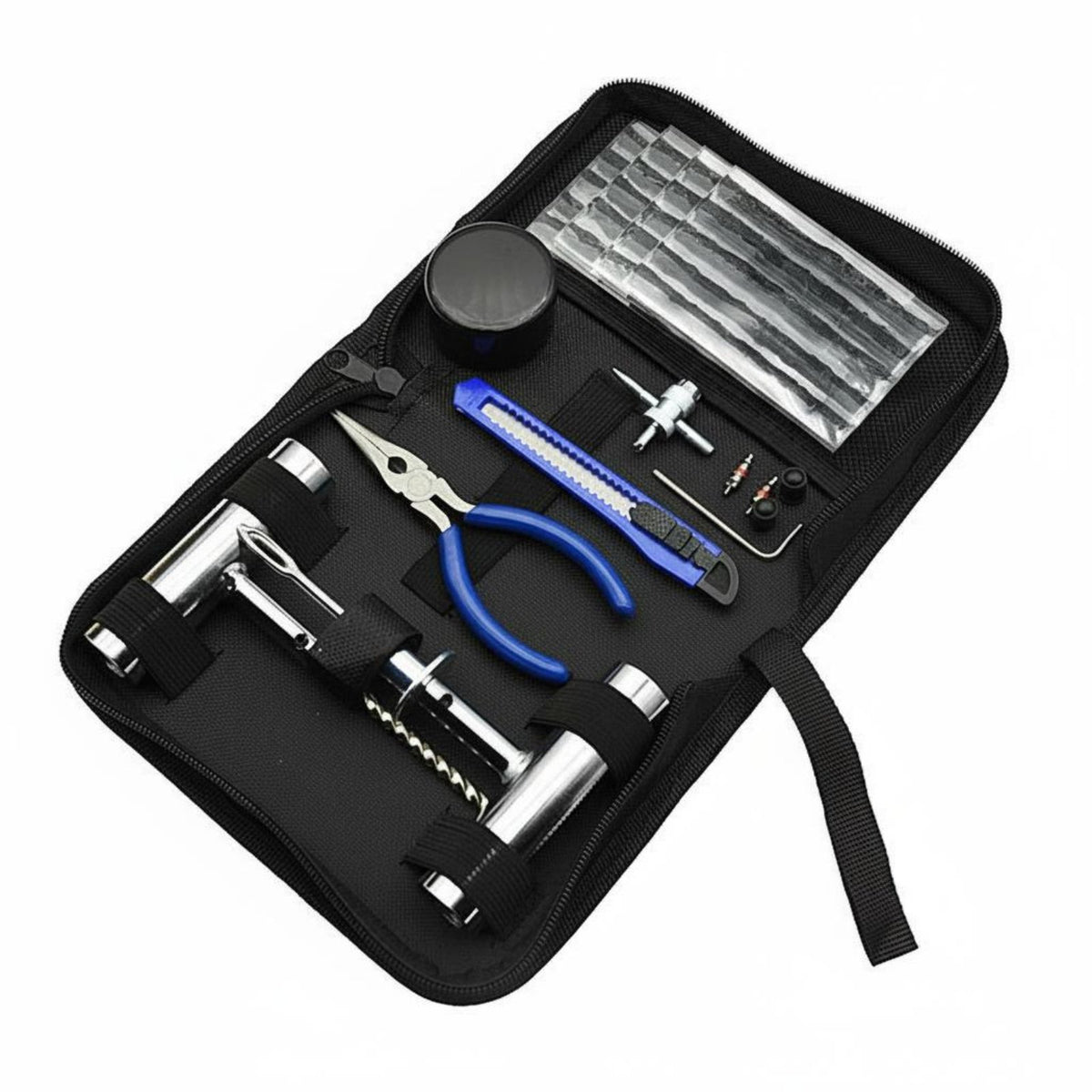 32 Pieces Universal Fit 32 Piece Tire Repair Kit Portable Tubeless Tire Plug Kit Long-Lasting for Roadside, Away from Pavement-Road