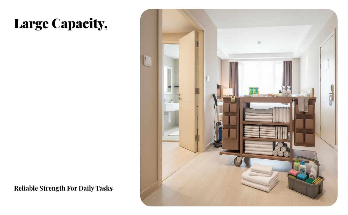 Hotel Cleaning Cart Multifunctional Housekeeping Cart Large Capacity Room Service Cleaning Trolley for Housekeepers, Hotels, Office Buildings