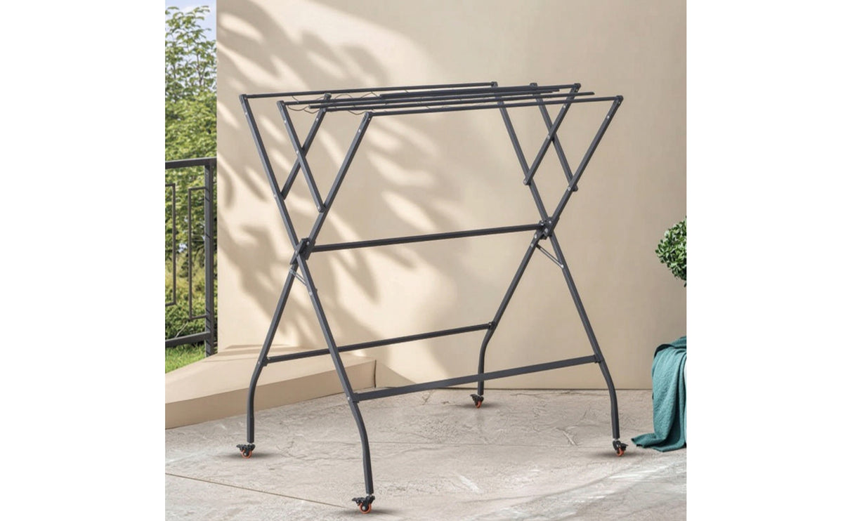 Foldable Clothes Drying Rack Folding Drying Rack with Wheels Portable Compact for Apartment