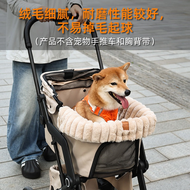 秋冬保暖绒毛推车窝垫狗窝狗狗外出耐磨防脏毛绒宠物垫子拉杆车