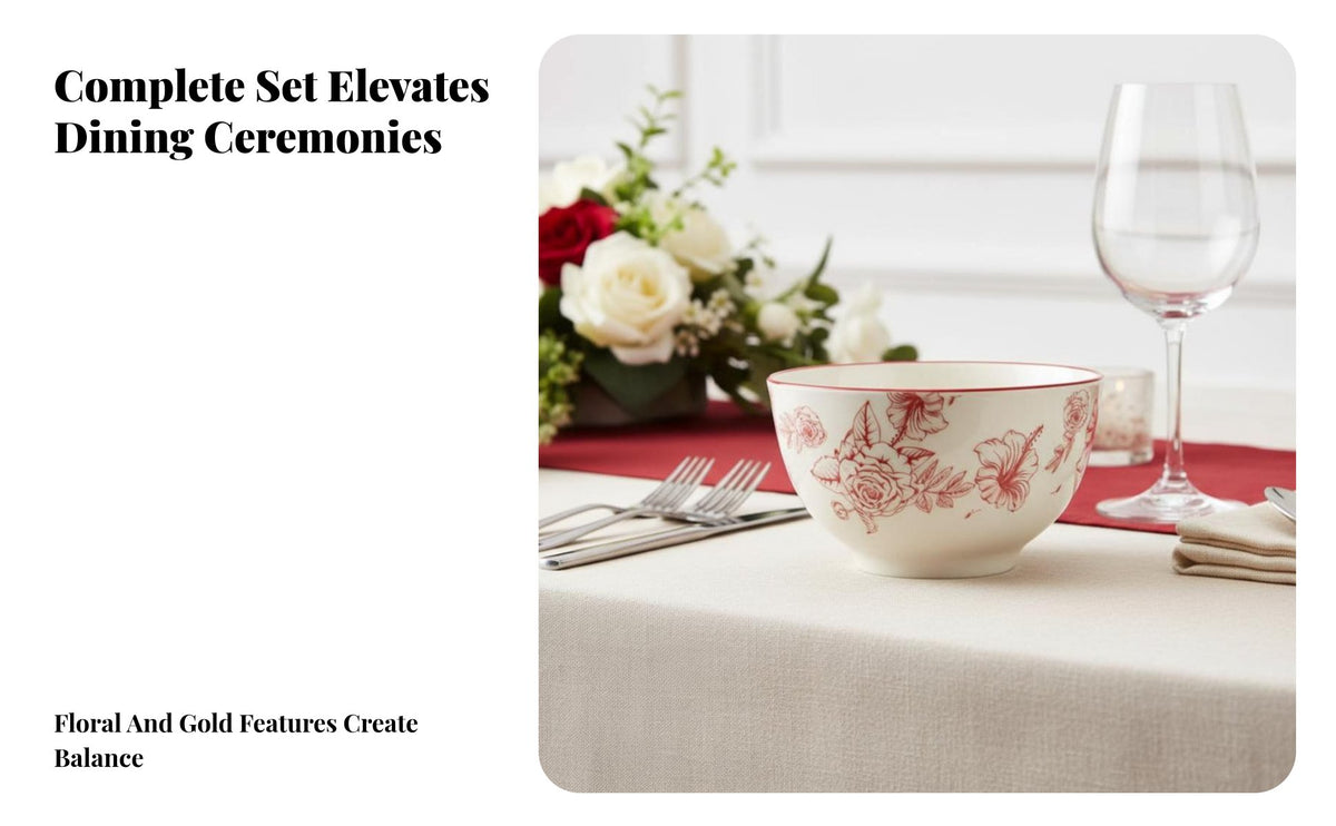 Wedding Red Ceramic Bowl Set, Festive Tableware, Minimalist Design for Newlyweds, Home Use