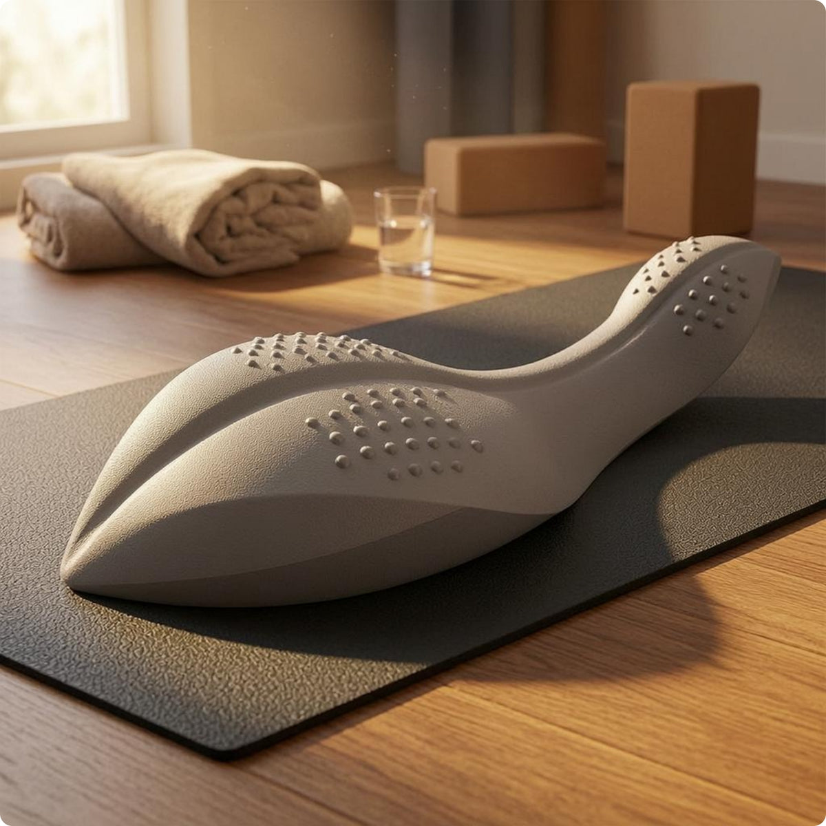 Textured Dolphin-Shaped Pilates Device Raised Bump Dots Spinal Support Coach Curved Stretching Support Block