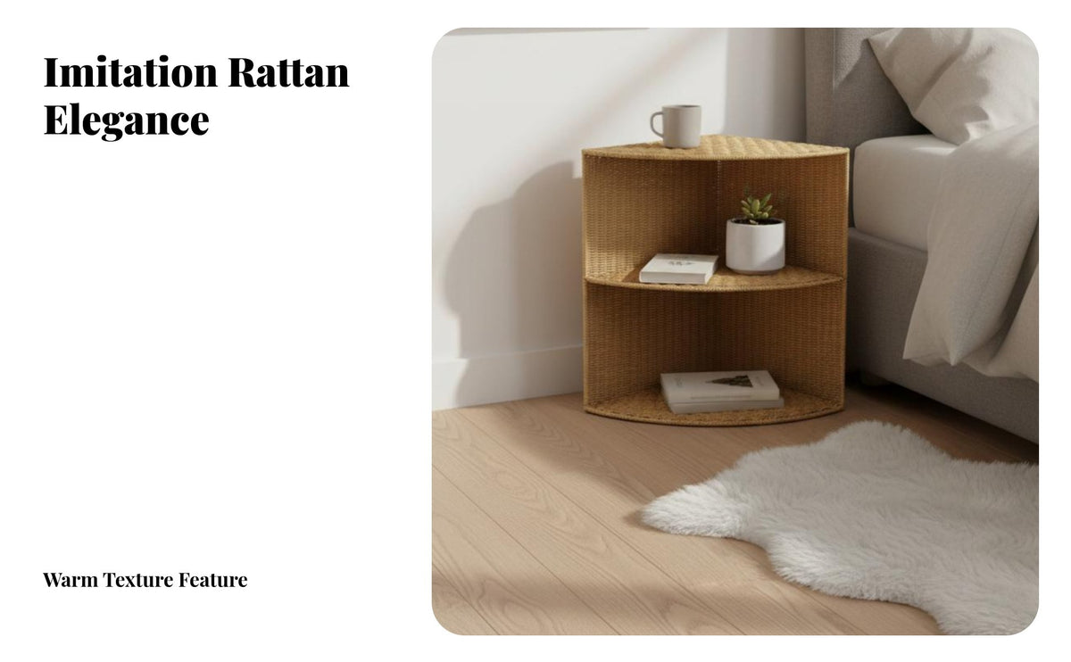 dual-layer Woven Shelf Nordic and aesthetics 2-Tier Side Stand adaptable for Homeowners