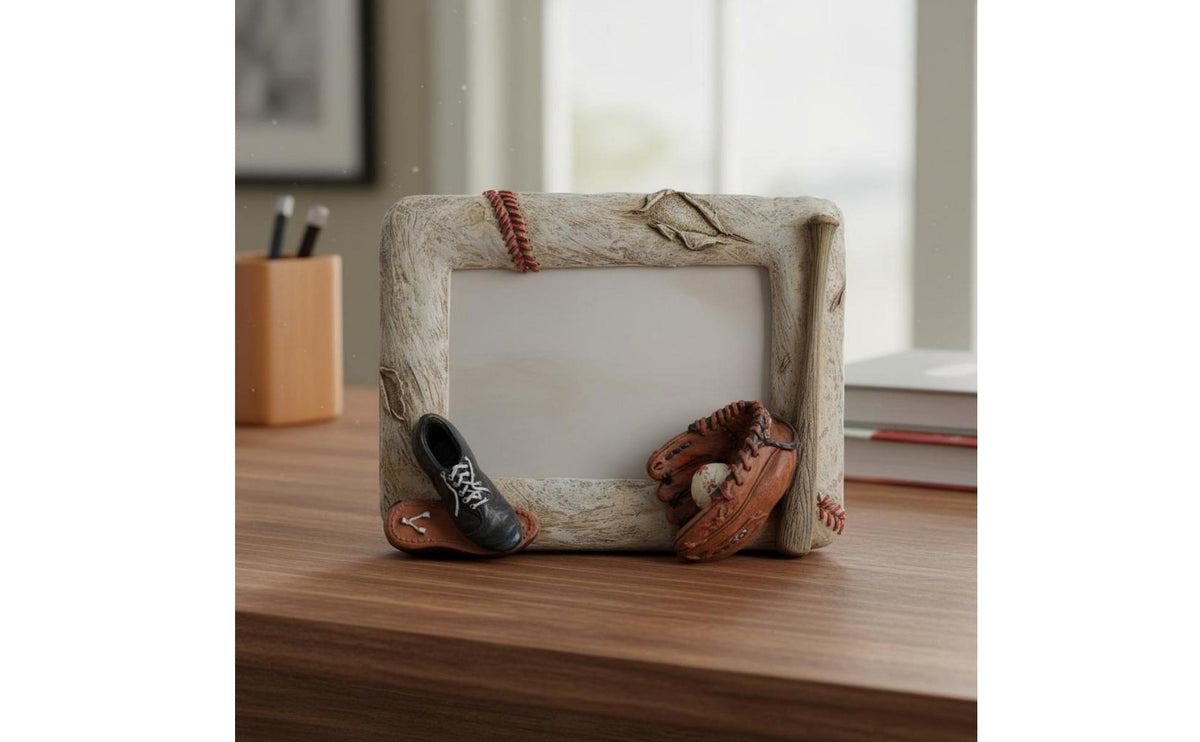 Dimensional Sporting Picture Frame Keepsake Gift Hitting Stick and Glove Frame Creative Design Hand Painted for Children