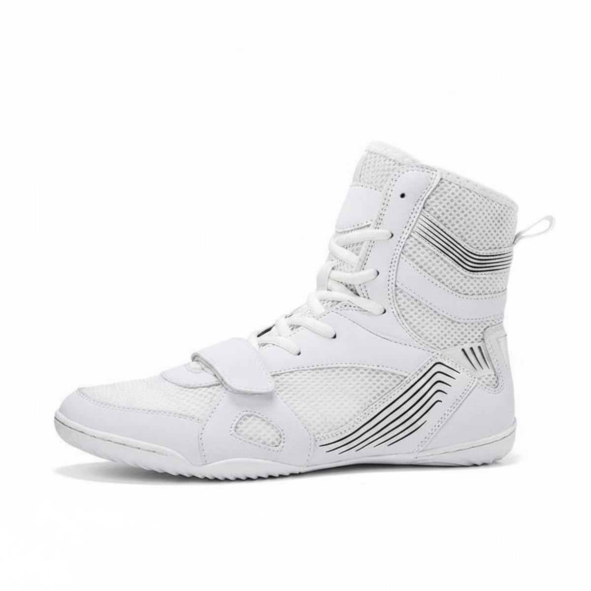 Highhigh-Top Athletic Shoes Breathable Mesh Boxing Shoes Hook-and-Loop Strap Sports Footwear