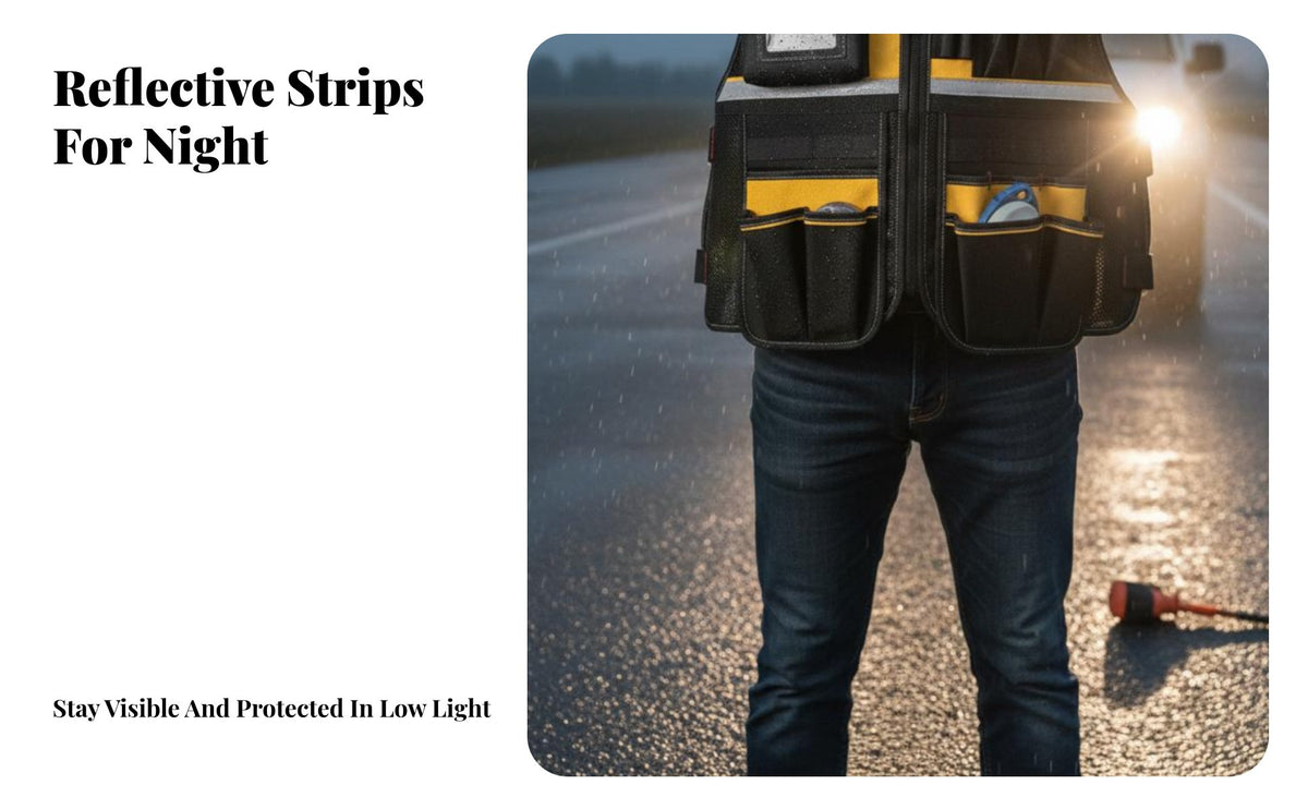Reflective Vest High Visibility Electrician Tool Vest Holder Workwear for Electricians, Carpenters, Home Improvement, Workshop, Fishing