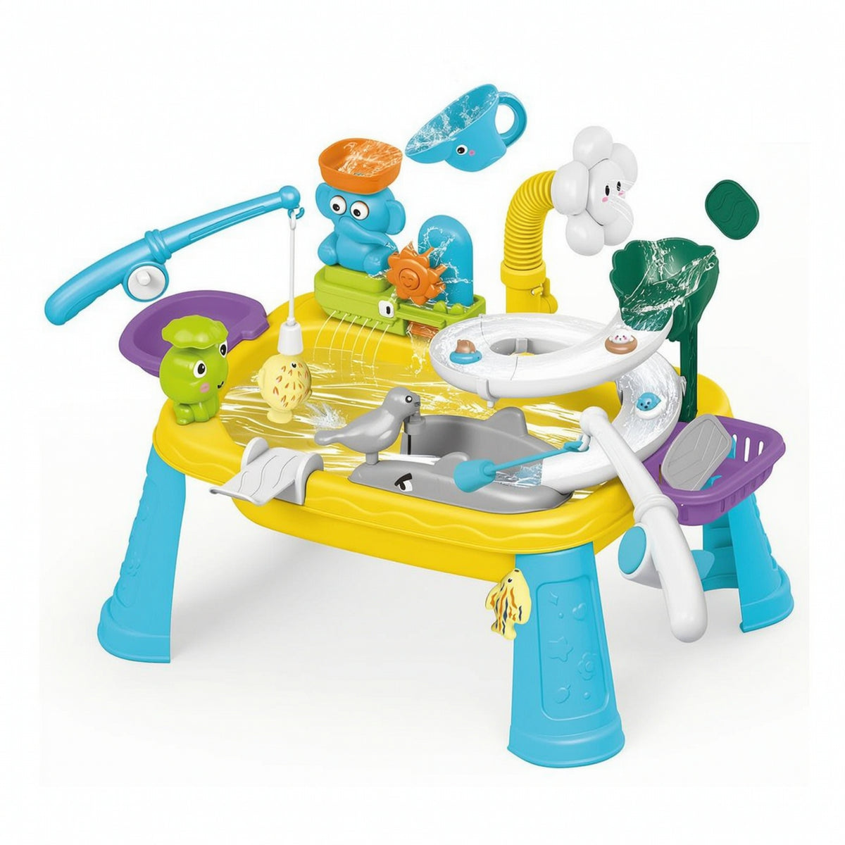 Summer Water Play Table Interactive Sensory Table with Water Circulator Outdoor Easy to Use for Backyard