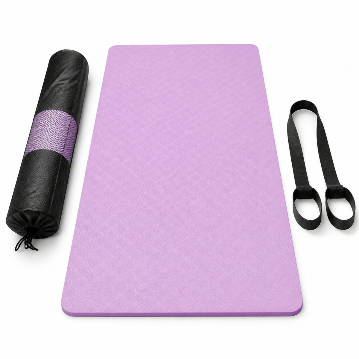 6mm Thick Exercise Mat with Carrying Strap Sturdy Exercise Mat with Mesh Bag Easy to Clean Cushioned for Stretching