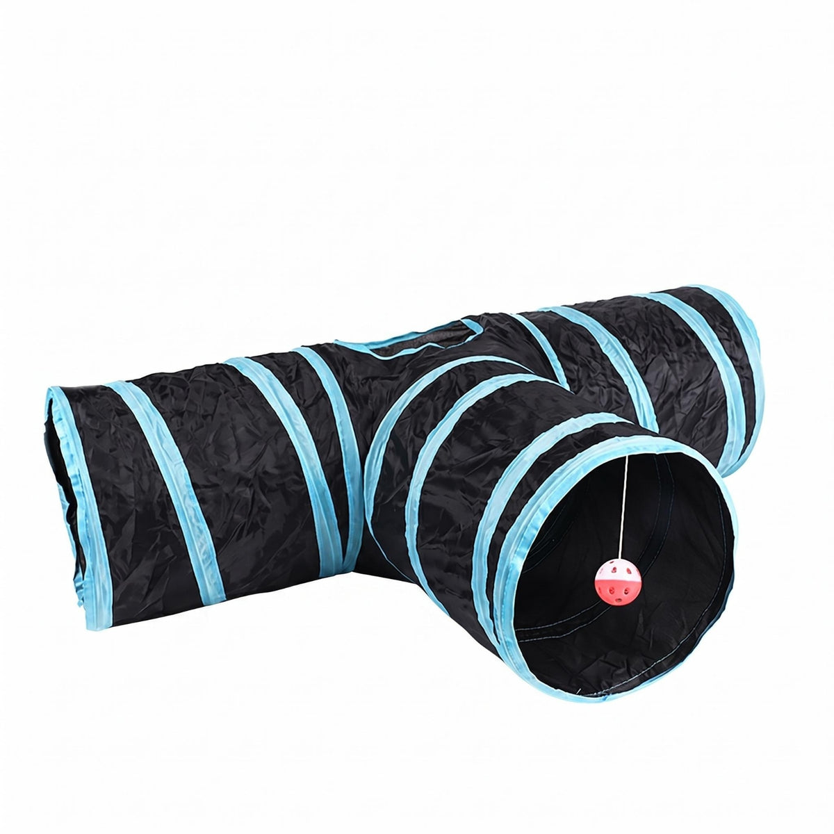 T-Shaped Feline Tunnel 80 Cm Long Crinkly Feline Tunnel Pet Toy Lightweight Cylindrical Openings for Indoor Play