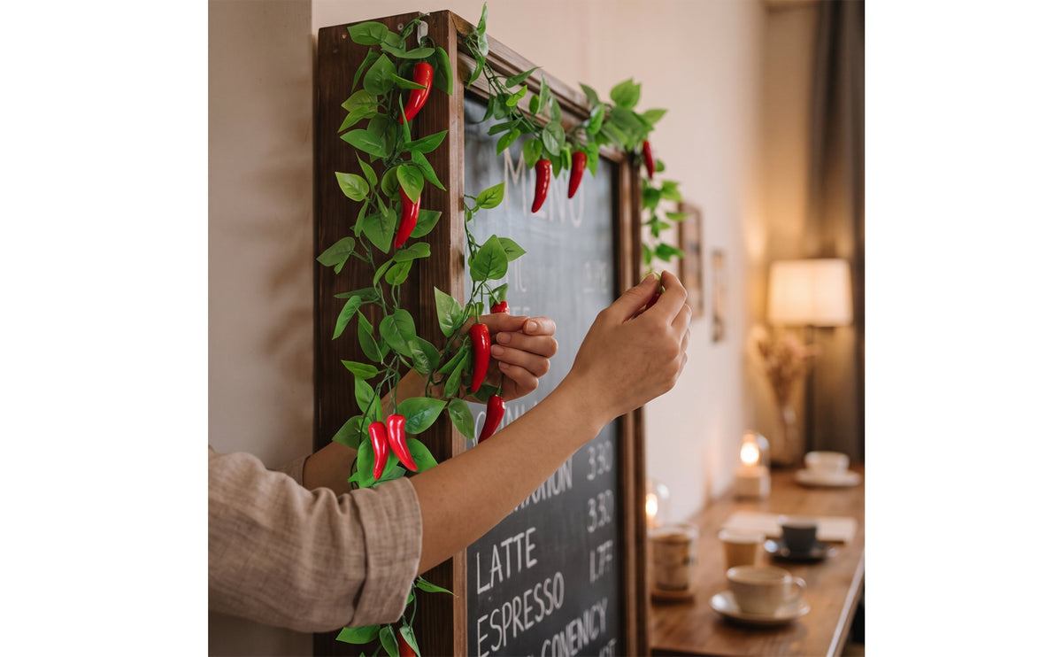 2 Pieces Artificial Vine with Red Fruit Wind-Around Artificial Vines Flexible Hanging Decorative Vine for Party Planners, Balcony, Patio, Wedding Arch