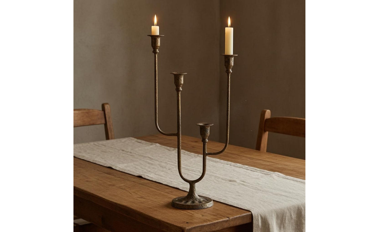 Cast Iron Candle Holder Candelabra Asymmetrical Multi-Arm Candlestick Four-Cup Iron Candlestick