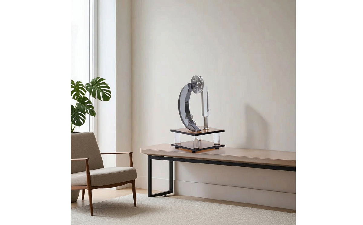Crystal Geometric Statue Minimalist Crystal Sculpture with Base Clear Tabletop Ornament for Living Room, Bookshelf