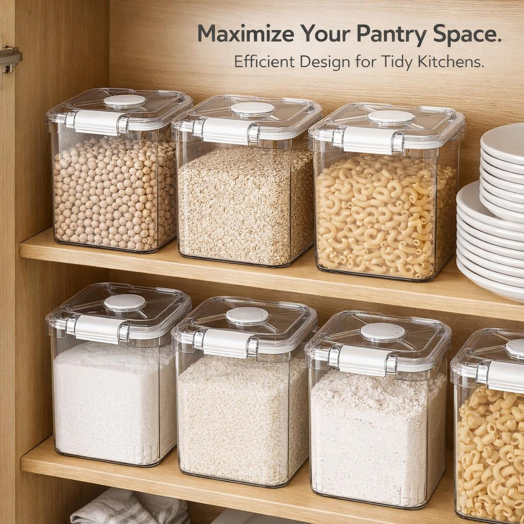 Rice Storage Container Large, Airtight Lid Measuring Cup, Food Storage Container Large Capacity, Thickened PP Rice Bin, Pantry Organizer Bin
