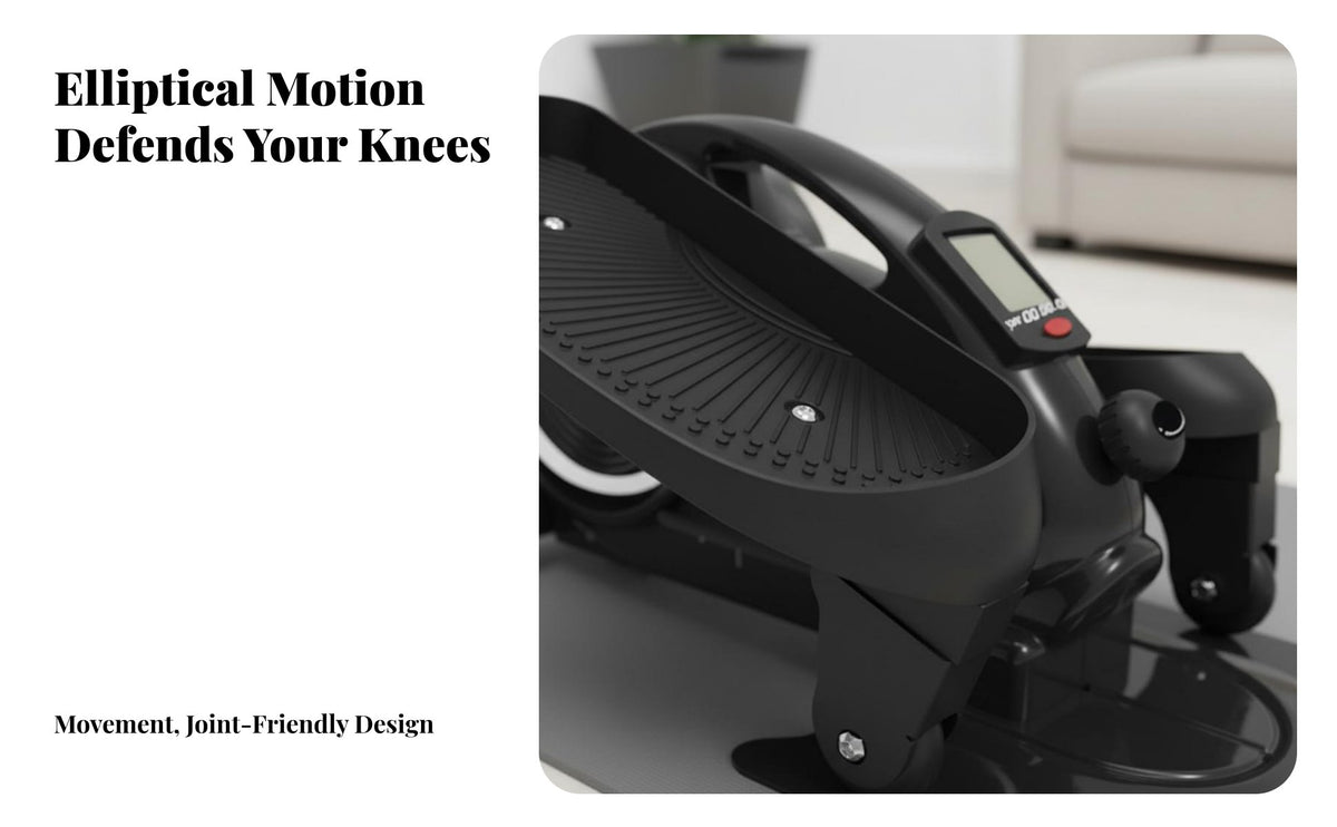 Adjustable Resistance Mini Elliptical Machine Compact Design Portable Stepper Machine Low Effect Mini Elliptical Leg Exerciser Use Sitting or Standing for Seniors, Office Workers