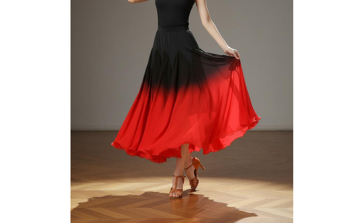 Gradient Color Swing Skirt Lightweight Long Modern Dance Skirt Breathable for Competitions