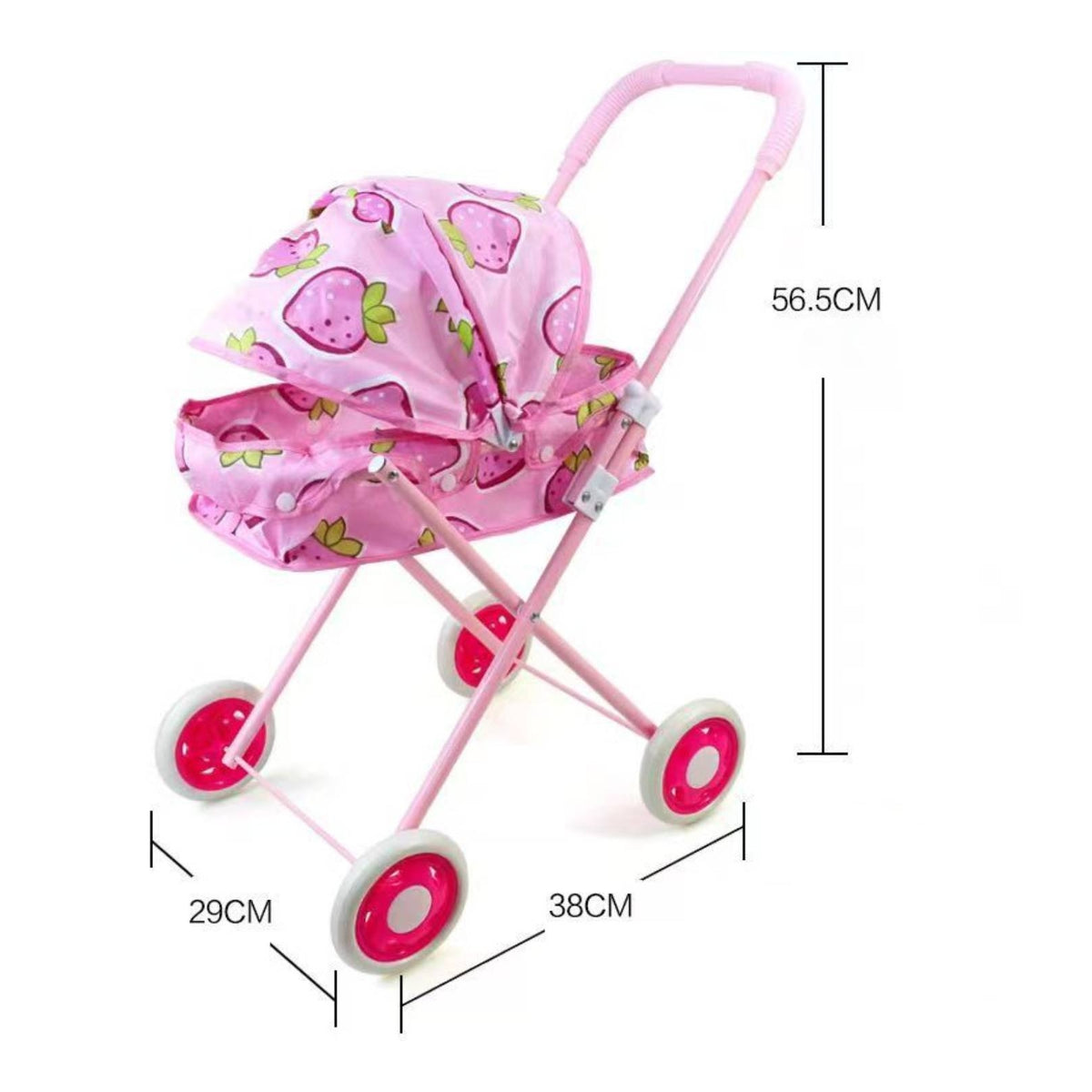 Doll Carriage Foldable Doll Carriage Pretend Play Toy Pram for Toddlers, Playroom