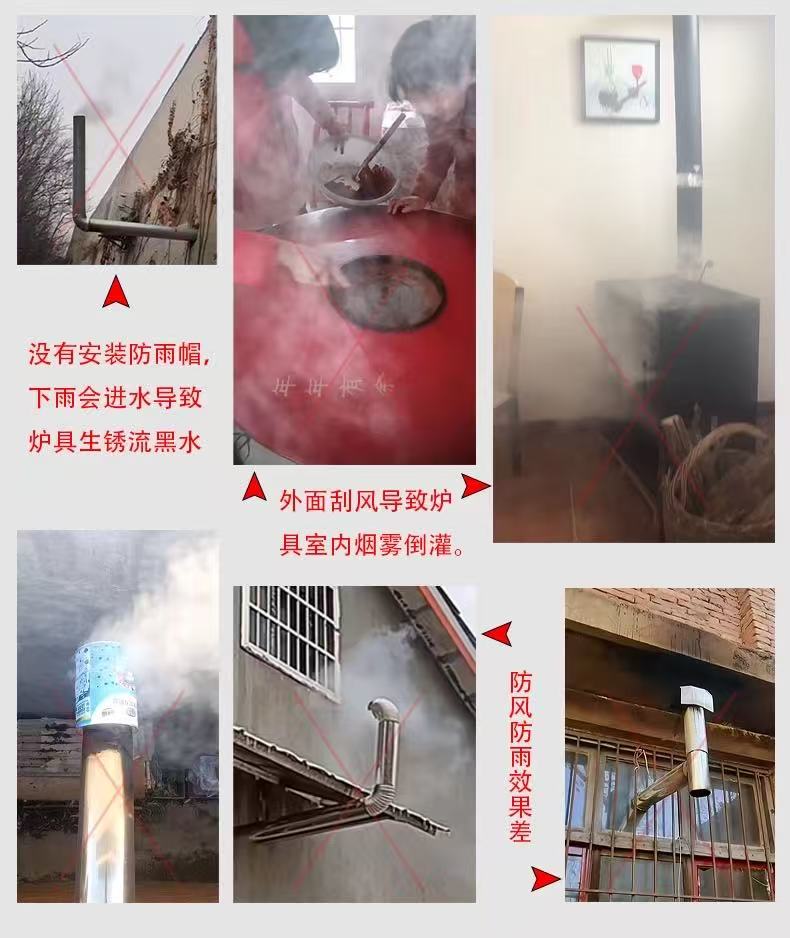 加厚不锈钢烟囱防雨帽取暖炉烟管防风帽烟筒帽柴火灶排烟管遮雨帽