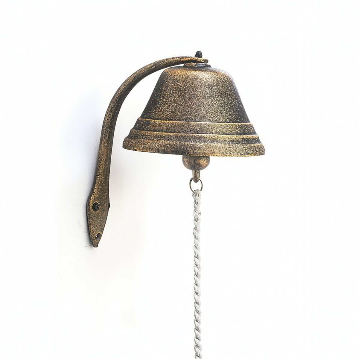 Wall-Mounted Bell with Pull Cord Rustic Cast-Iron Chime with Bracket Weathered for Homeowners, Shop Owners, Entryway, Cafe