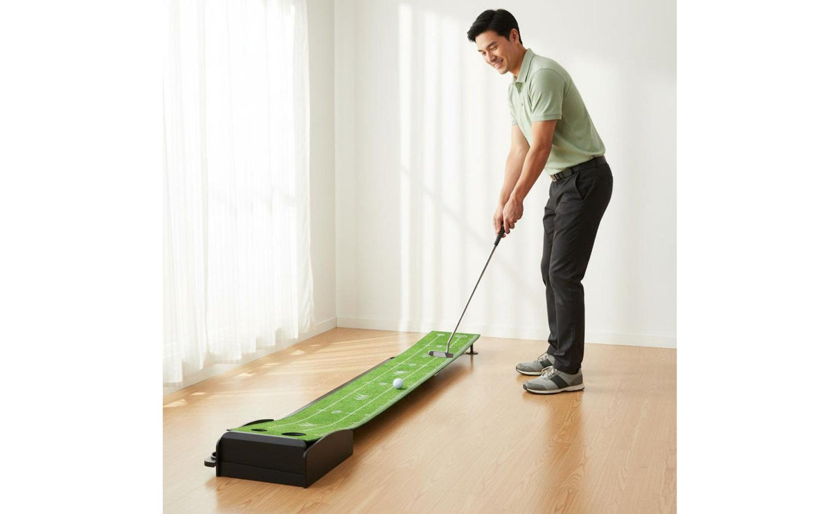 Self-Returning Golf Putting Mat for Indoor and Outdoor Use