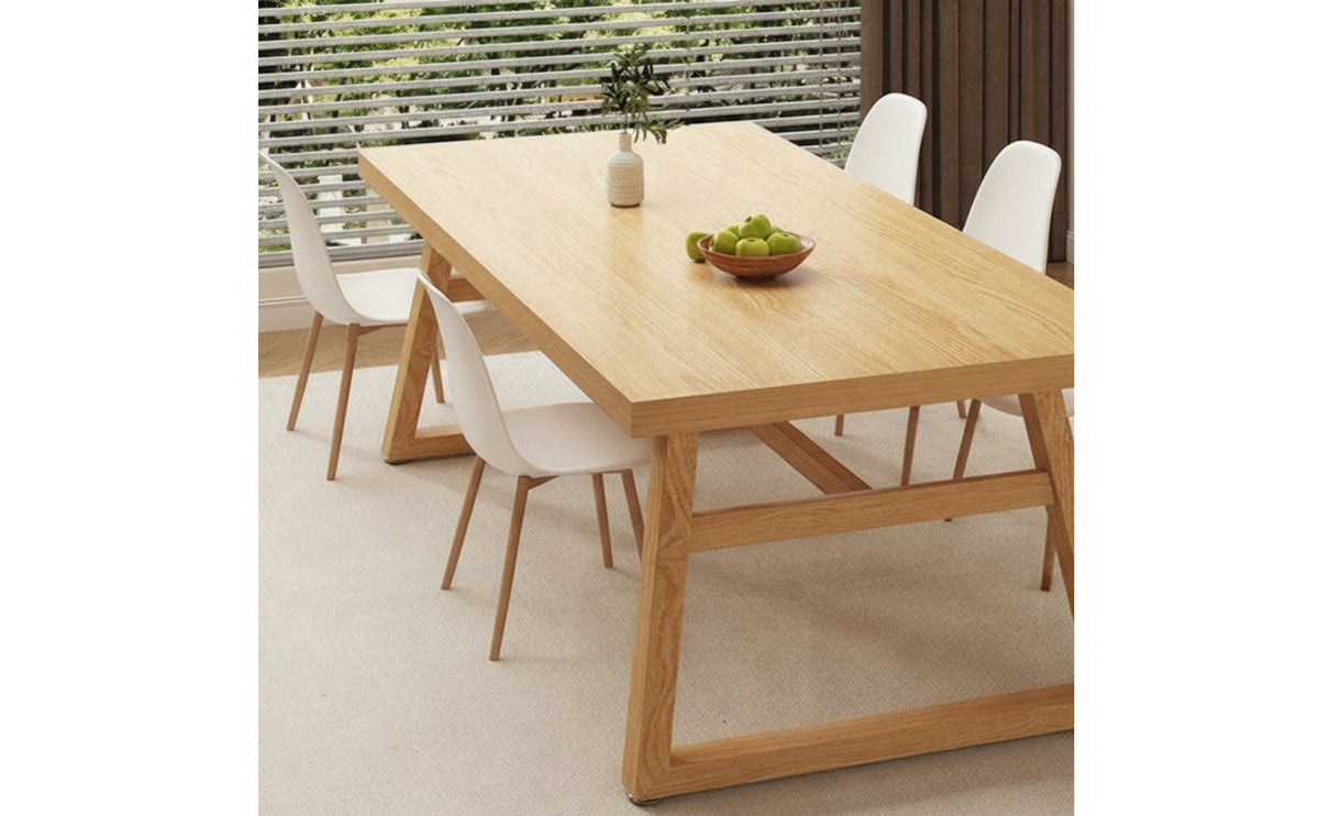 Black Rectangular Dining Table Stable Dining Table with Steel Frame Modern Furniture Rustic for Kitchen, Cafe