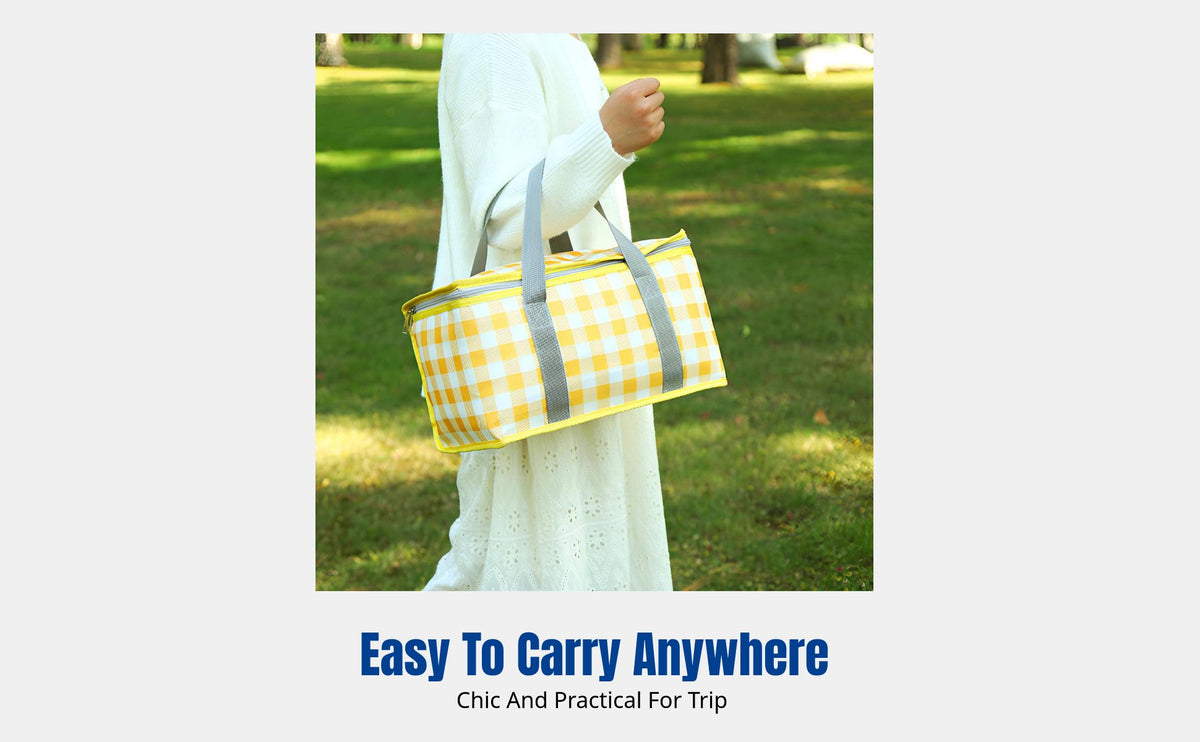 Large Capacity Insulated Outdoor Bag, Thick Aluminum Foil, Foldable Handheld Basket