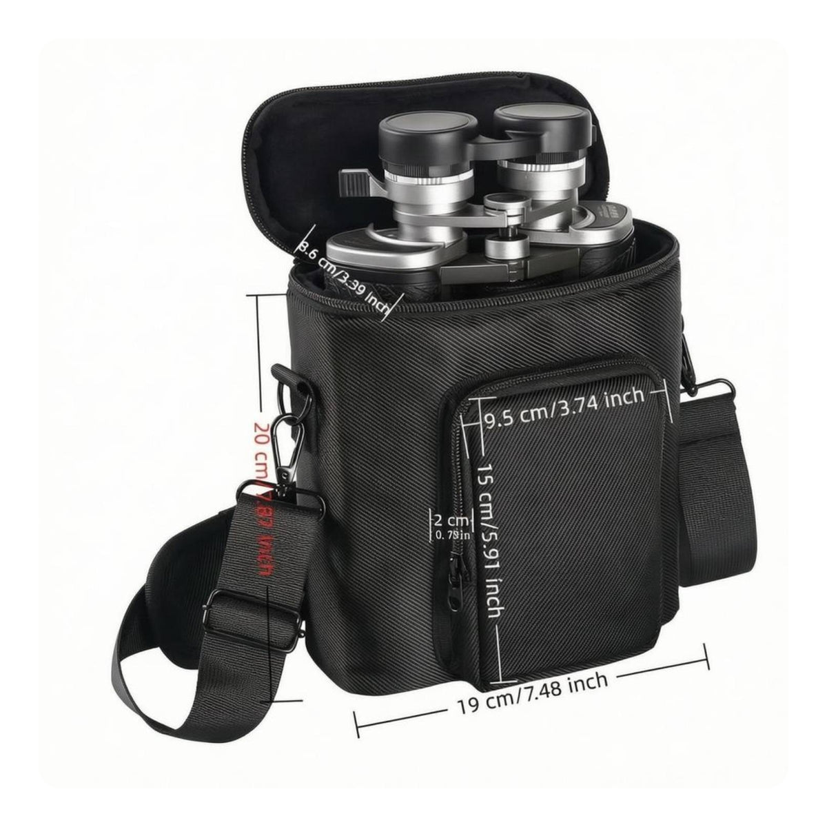 Adjustable Strap Binocular Shoulder Bag Zippered Binocular Carrying Bag Textured Material Outdoor Gear Front Pocket