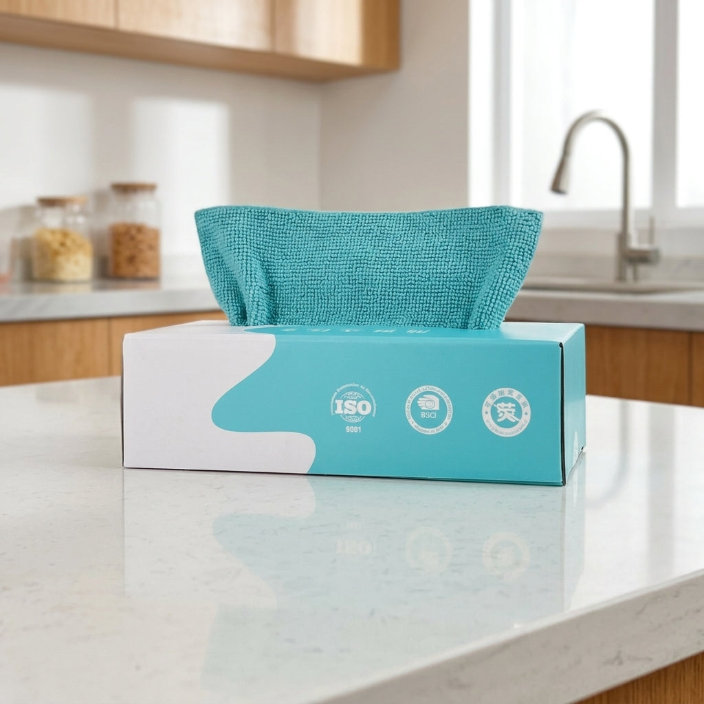 Ultrasonic Cut Microfibre Cloths, 20x20cm Microfiber Cloths for Dishes and Mirrors, High Absorbency Finish