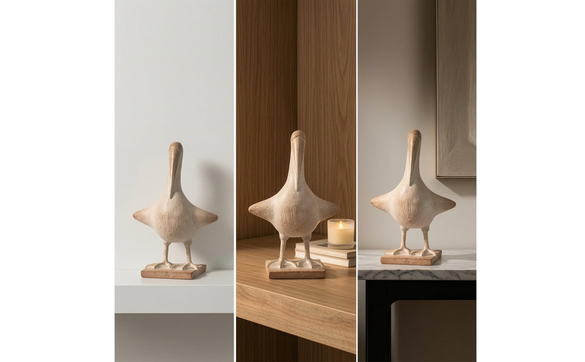 Seabird Sculpture Retro Statue Resin Look Bird Statue for Interior Designers, Art Collectors, TV Cabinet, Entryway, Bookshelf