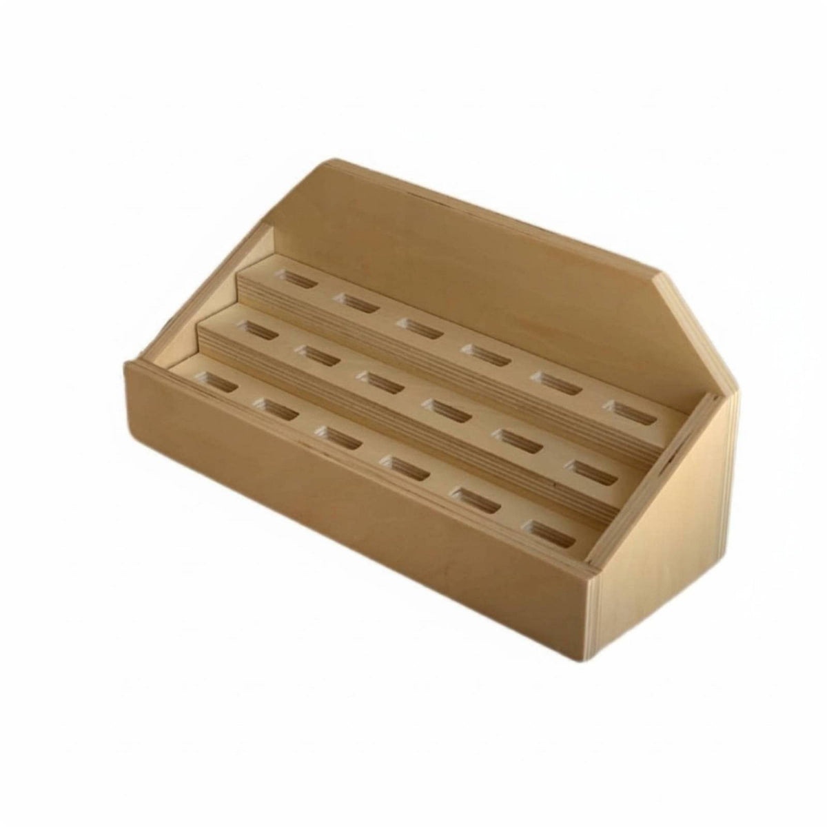 Korean Design Wooden Tiered Band Stand Natural Wood Wooden Band Organizer Compact Design Stepped Jewelry Display Rack Sturdy Construction for Retailers, Shop Counter, Market Stall, Dresser