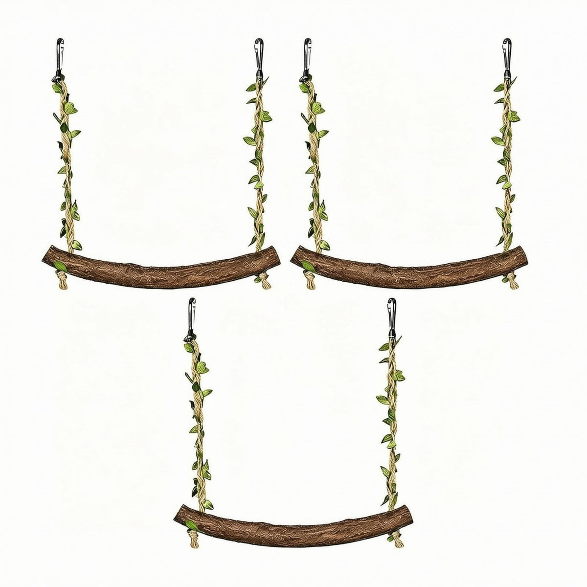 3 Pieces Parrot Perch Swing Rope Straps Parrot Swing Hanging Bird Perch Foliage-coveredWrapped Pet Accessory for Parrots, Aviary