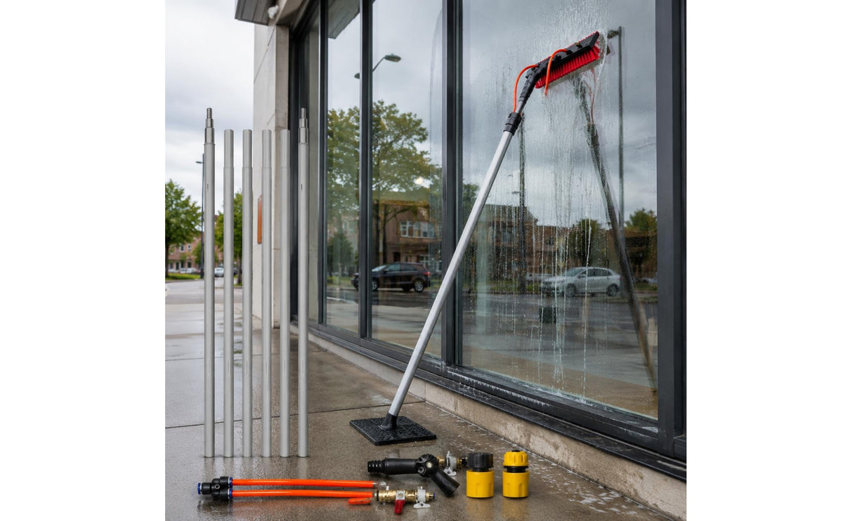 Photovoltaic Panel Cleaning Brush Telescopic Water-Supplied Brush Dense Bristles Photovoltaic Panel Cleaner