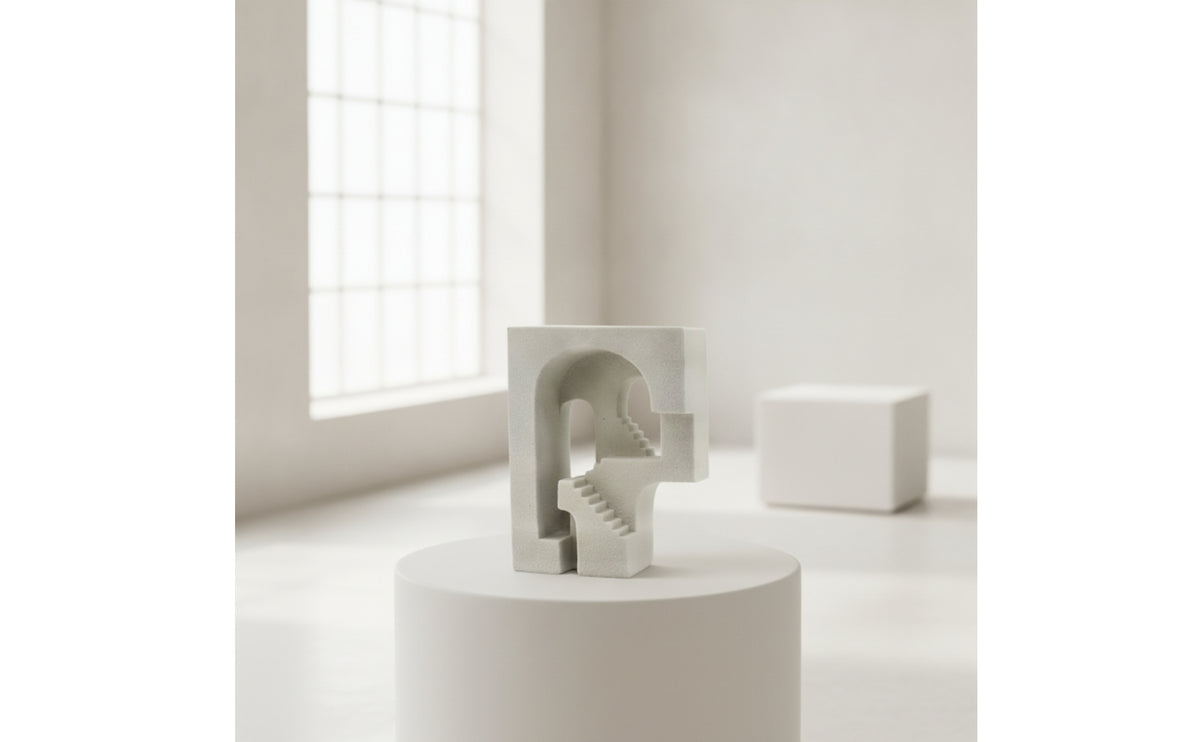 Stepped Arch Ornament Stone-Textured Abstract Arch Statue Architectural Modern for Minimalists, Bookshelf, Entryway Table