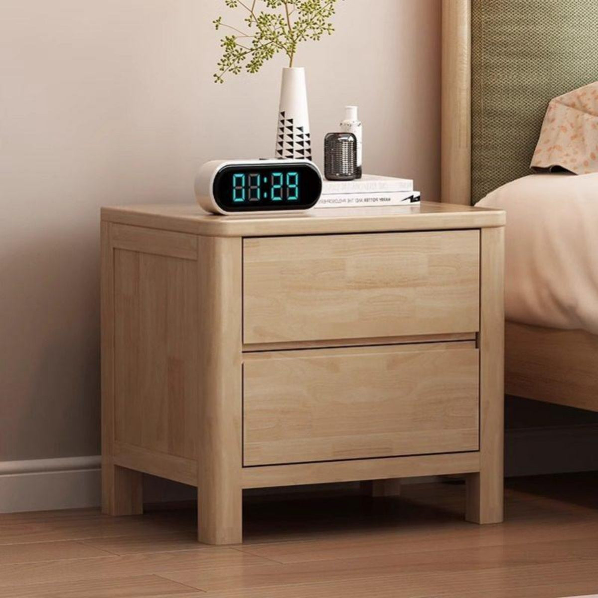 Nordic aesthetic 2-Drawer Nightstand with Lock Modern Design Bedside Table Minimalist Aesthetic Bedroom Furniture space-saving Size for Apartment Dwellers, Homeowners, Securitymindful Individuals, Small Spaces, Home, Dorm Room