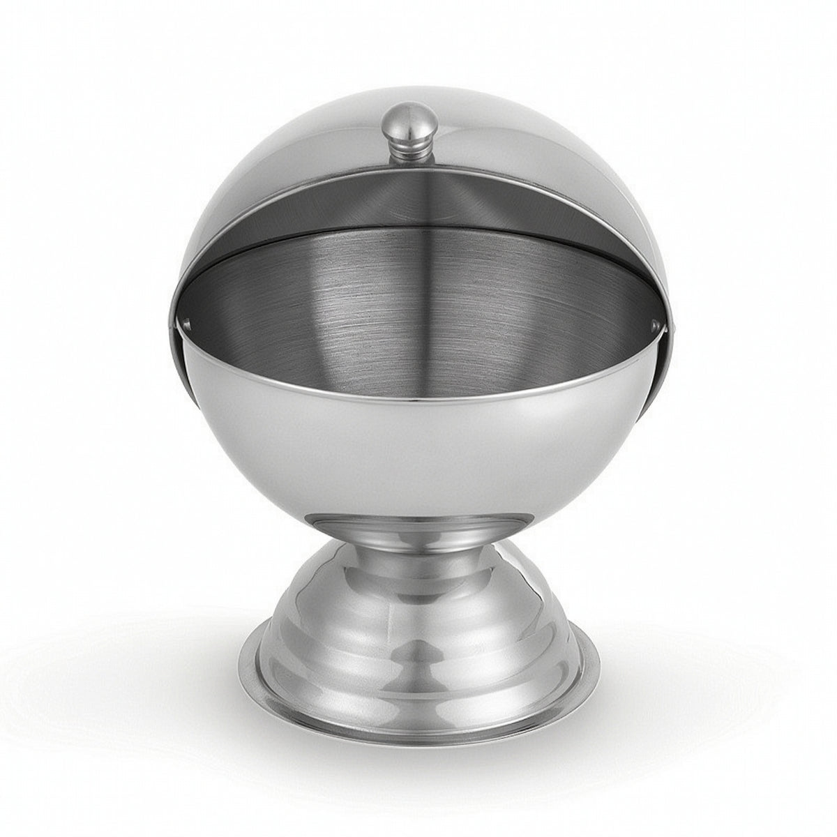 Silver-Toned Stainless Steel Storage Jar Round Jar with Flip-Top Lid Sturdy Spherical Storage Container Modern for Countertop