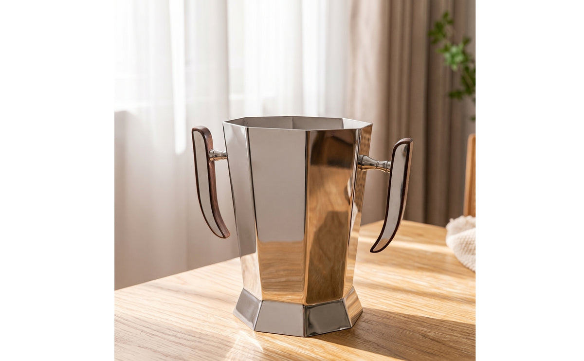 Ice Bucket with Handles Mirror-Polished Refreshment Holder with Handles Double-Handled Bottle Chiller for Hosts, Weddings