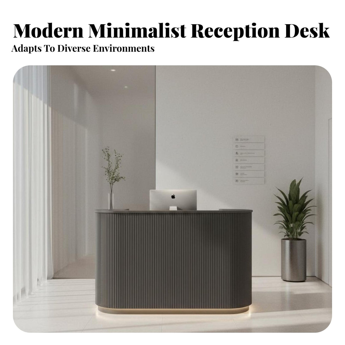 Curved Reception Desk Lacquered Finish Modern Cashier Counter Sturdy Construction Commercial Counter Table with Storage for Healthcare Facilities
