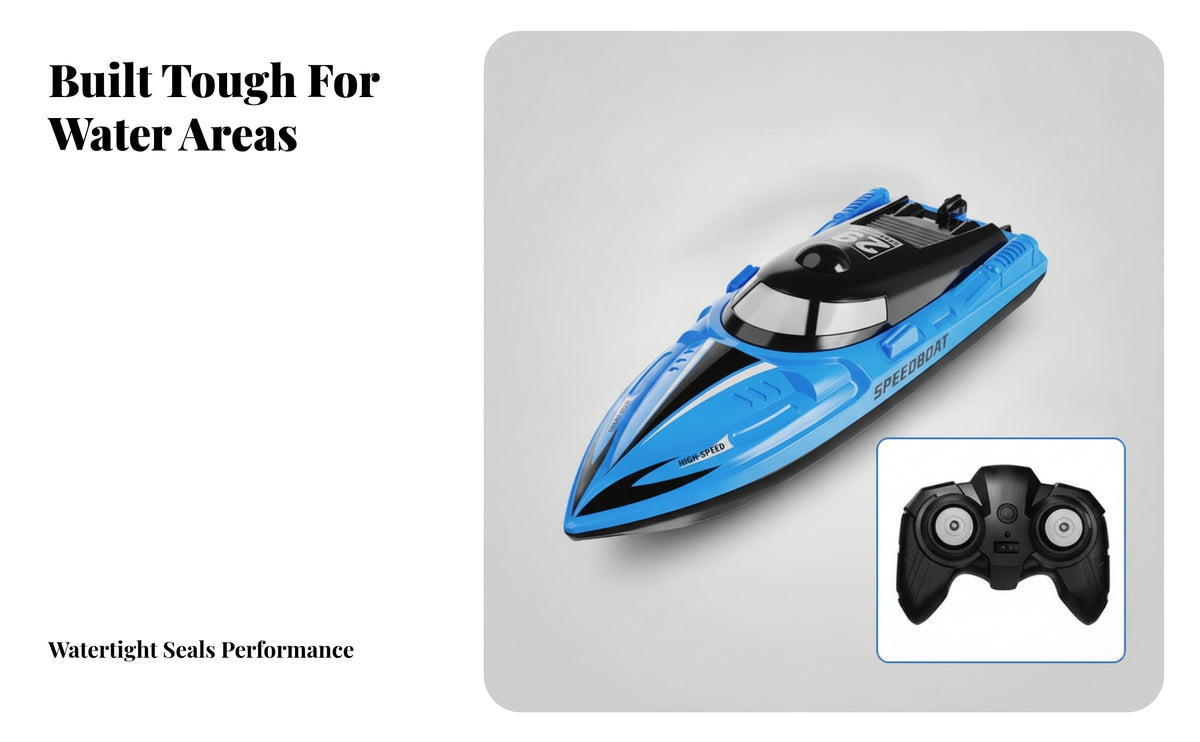High-Speed Wireless Control Racing Boat Streamlined Wireless Control Boat Fast Toy Speedboat with Controller Compact for Children, Pools, Ponds, Outdoor Play