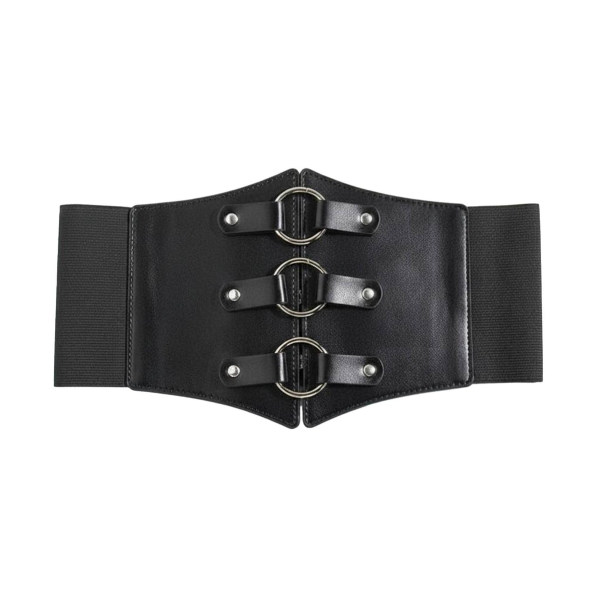Triple-Loop Waist Belt Decorative Metal Rings Wide Corset Belt Fashion Style Waist Trimmer