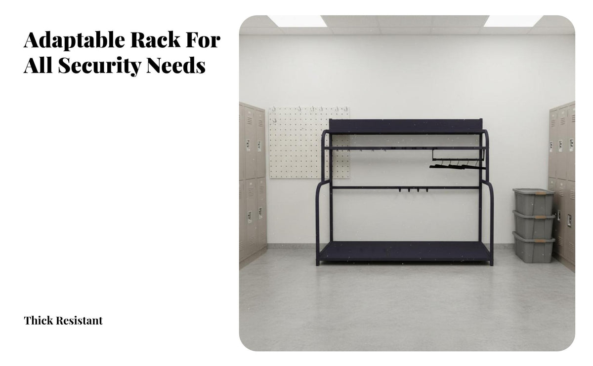 Security Equipment Stand Comprehensive Storage Riot Gear Rack Multi-Functional Design Police Gear Rack for First Responders, Guard Post, School