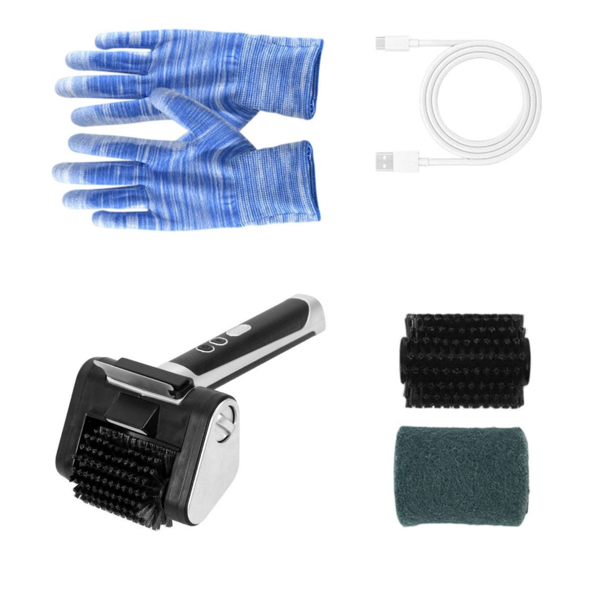 Rechargeable Rotary Grill Brush Built-in Light Household Tool Single-Button