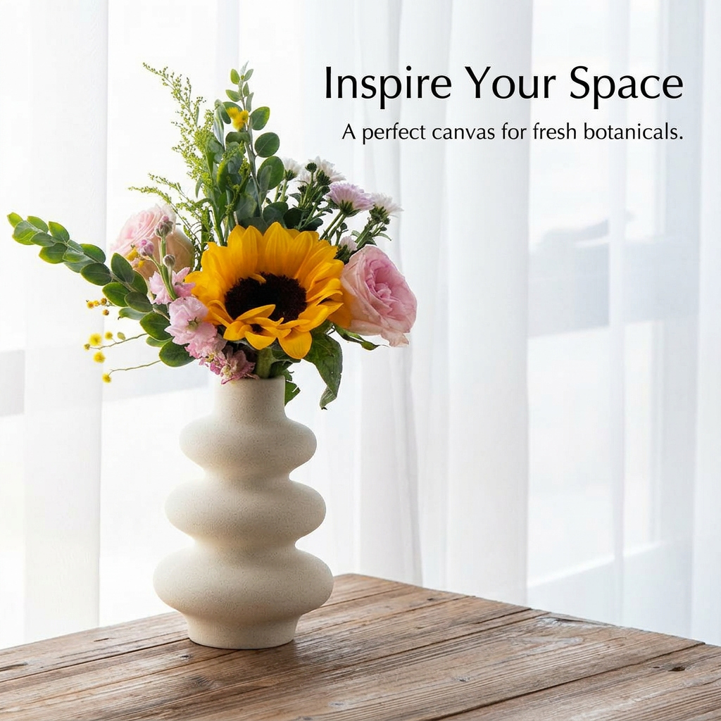 Decorative Ceramic Vase Set, Minimalist Modern Home Decor, Ceramic Vase for Table, Flower Vase for Living Room Decor, Aesthetic Ceramic Vase Gift
