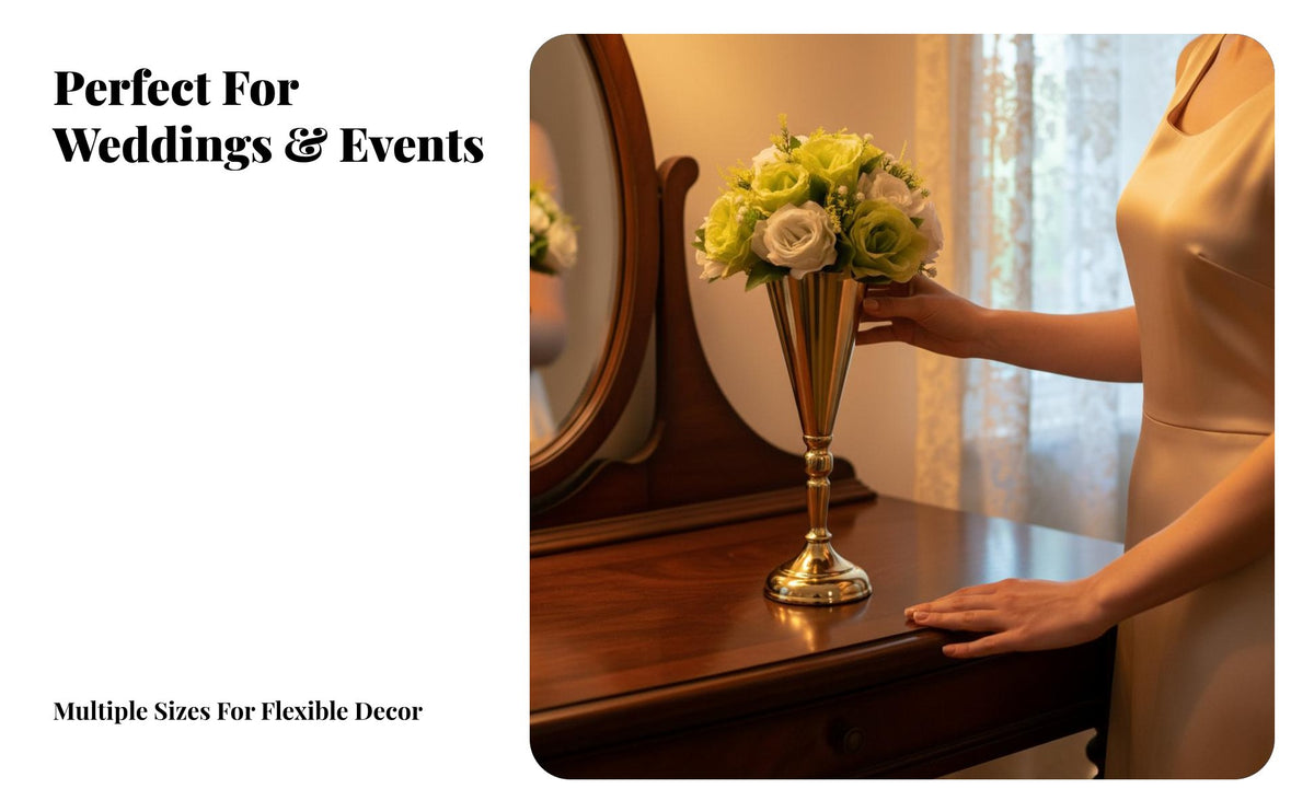 Wedding Flower Vase, Metal Centerpiece, Modern Tabletop Decor for Home, Hotel, Event