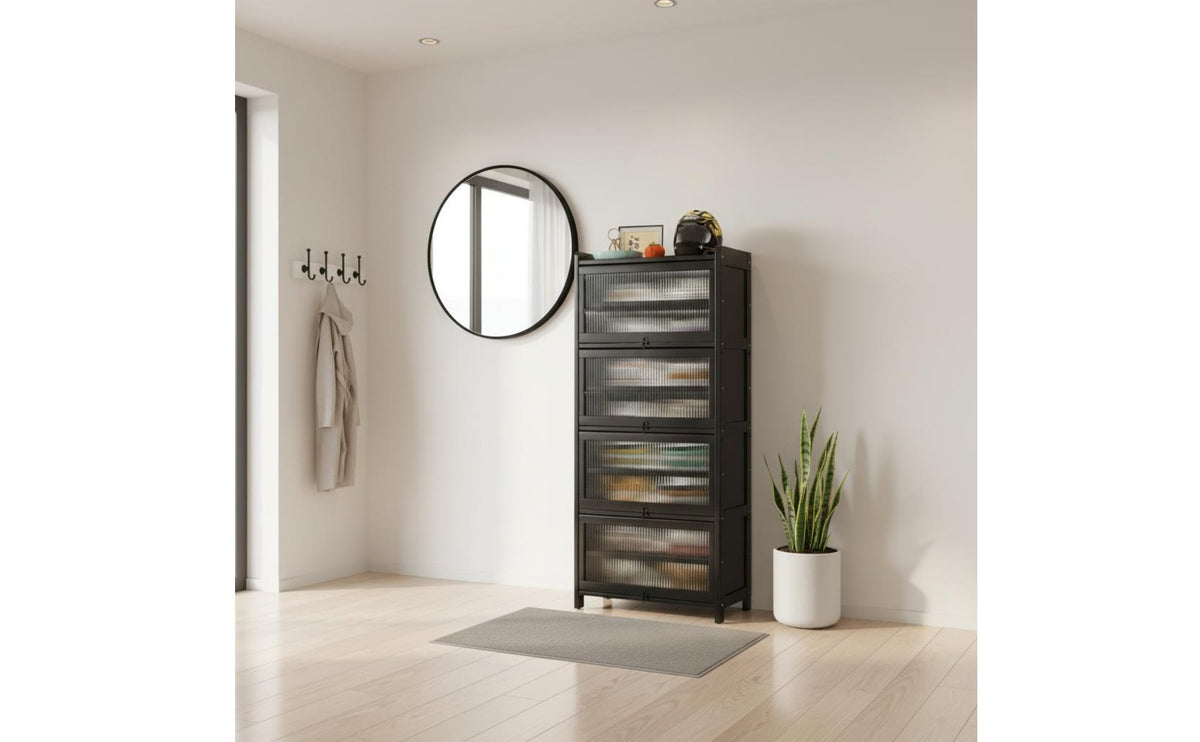 Slim Design Narrow Shoe Rack with Doors Reinforced Structure Locking Shoe Cabinet for Hallway, Corridor